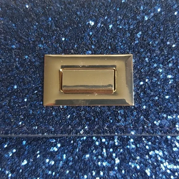 Estee Lauder glittery dark blue envelope clutch - Picture 4 of 6